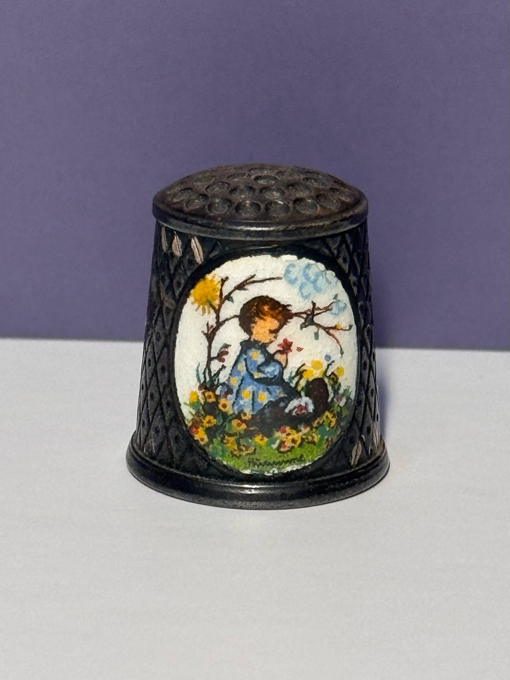 1984 Hummel Ars Limited Edition W Germany Versilbert Thimble Silver Plated